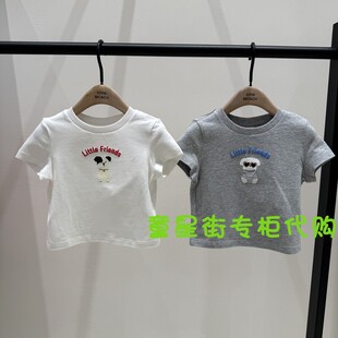 little moco专柜正品25年夏女童短款印花圆领短袖T恤KBE2TEE034