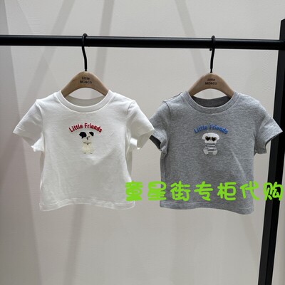 little moco专柜正品25年夏女童短款印花圆领短袖T恤KBE2TEE034