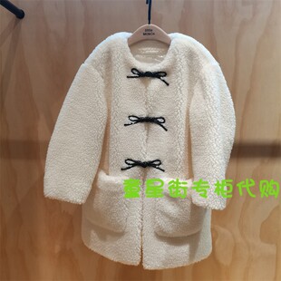 little moco专柜正品24年冬女童羊羔毛盘扣大衣外套4OVC003