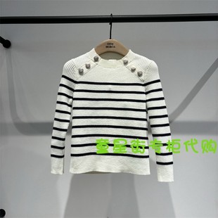 little moco专柜正品24年秋女童长袖毛衣条纹针织衫3SWT005