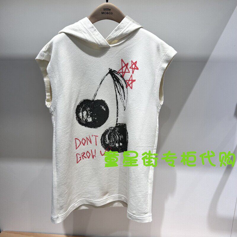 littlemoco专柜正品25年夏女童连帽印花短袖连衣裙KBE2DRS056