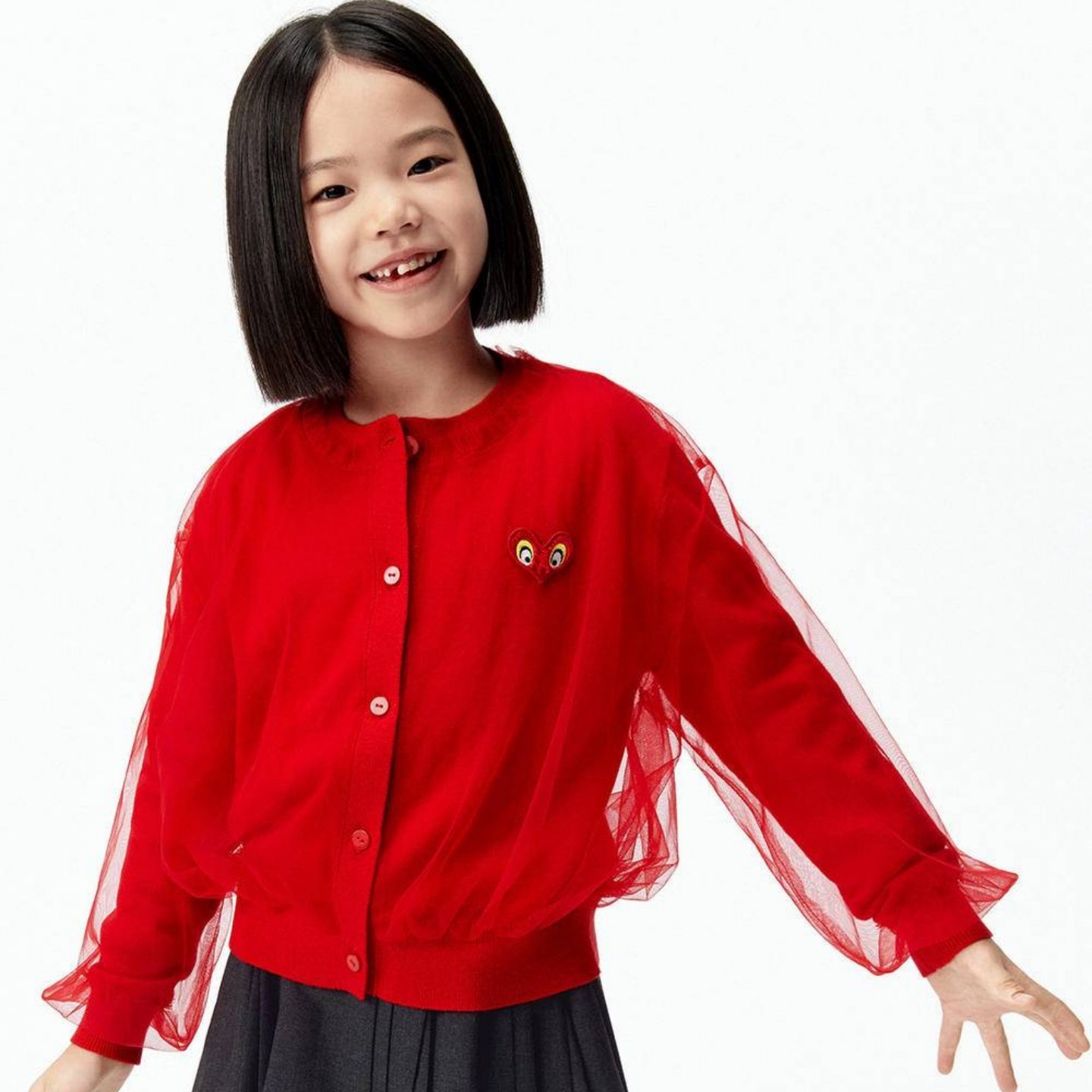 little moco专柜正品26年春款女童网纱针织开衫KBF1CAR003
