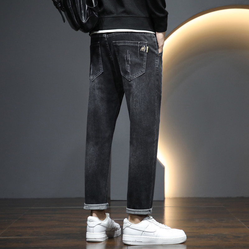 2024春秋新款九分牛仔裤男修身小脚马丁靴裤潮牌韩版潮流百搭弹力