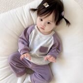 卫裤 春季 卫衣 儿童休闲撞色长袖 运动休闲服2件套 婴儿洋气小套装
