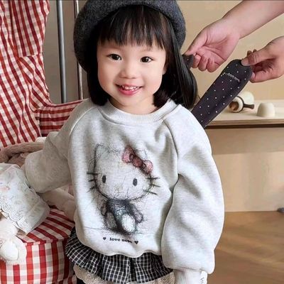 女宝秋冬加绒卫衣外套2025新款女童洋气可爱立体耳朵一体绒上衣潮