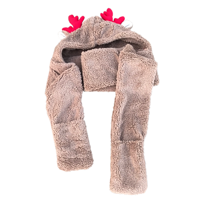 学生保暖加厚鹿角围巾帽子