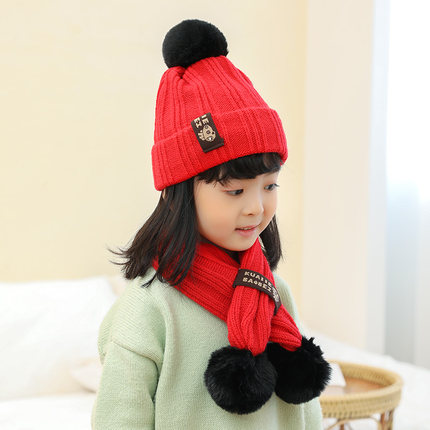 儿童帽子围巾套装冬季加绒8个月5岁男1女童2韩版婴儿3宝宝毛线帽