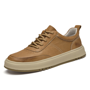 男鞋增高板鞋厚底松糕鞋运动休闲鞋春季低帮真皮牛皮面韩版运动鞋