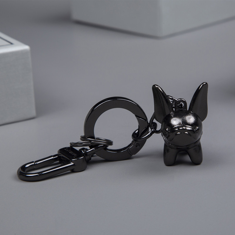 精致斗牛犬汽车用钥匙扣圈男士高级感个性挂件女情侣卡通挂饰礼品