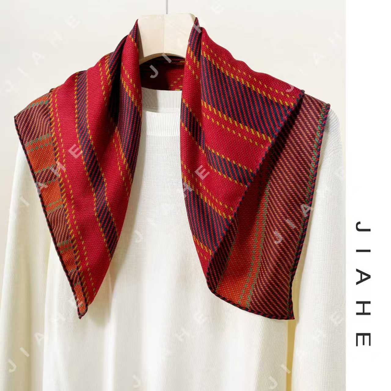 加禾【慢条斯理】重磅丝毛复古时尚丝巾围巾方巾65*65