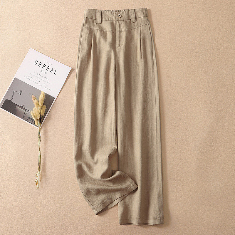 亚麻阔腿裤女夏季薄款2026新款高腰垂感防蚊裤冰丝九分棉麻直筒裤,女装/女士精品,休闲裤,淘宝优惠券,粉丝福利购,淘宝优惠卷