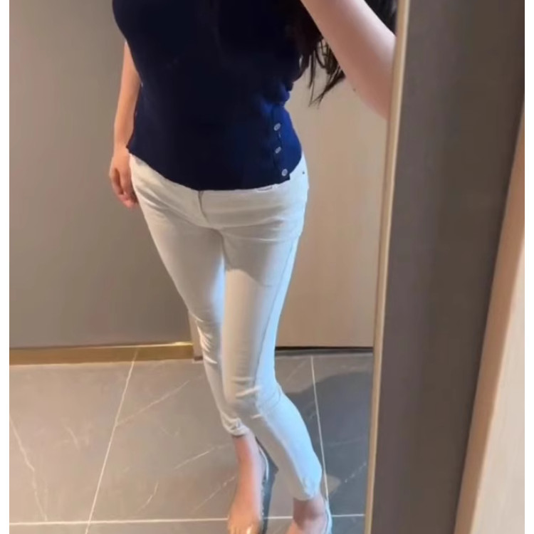 白色牛仔裤女高腰2026秋冬长裤紧身弹力新款九分小脚显瘦加绒裤子
