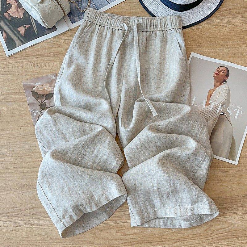 亚麻阔腿裤女夏季薄款2026新款垂坠感麻料裤子九分防晒棉麻直筒裤,女装/女士精品,休闲裤,淘宝优惠券,粉丝福利购,淘宝优惠卷
