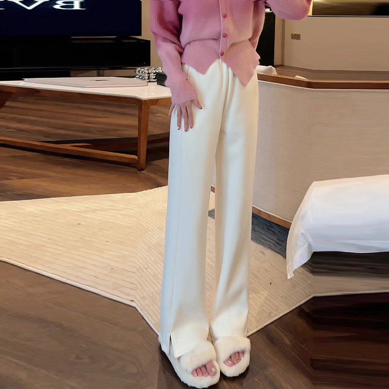 白色阔腿裤女2026新款夏季开叉裤子小个子雪尼尔窄版直筒拖地裤子,女装/女士精品,休闲裤,淘宝优惠券,粉丝福利购,淘宝优惠卷