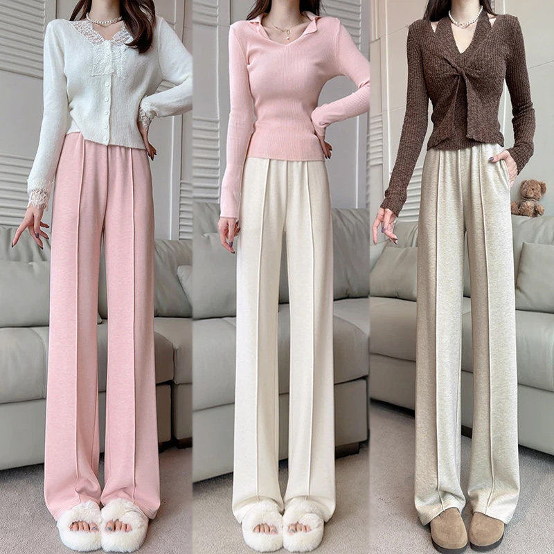 2026新款加绒加厚羊毛裤子女冬季羊羔绒小个子垂感直筒阔腿裤秋冬,女装/女士精品,休闲裤,淘宝优惠券,粉丝福利购,淘宝优惠卷