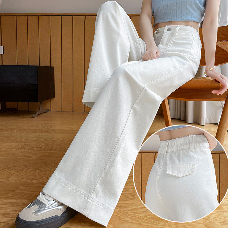 白色牛仔裤女2026冬加绒加厚弹力松紧后腰遮肉梨形身材阔腿拖地裤,女装/女士精品,牛仔裤,淘宝优惠券,粉丝福利购,淘宝优惠卷