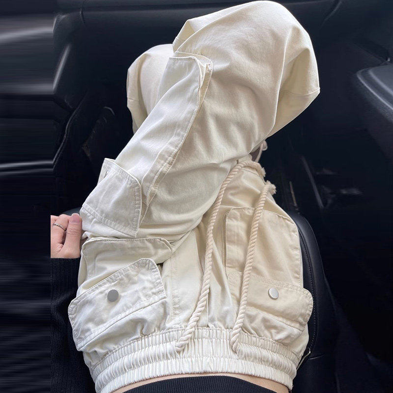 美式复古抽绳工装裤女2026新款冬季女款宽松高腰显瘦阔腿直筒裤子,女装/女士精品,休闲裤,淘宝优惠券,粉丝福利购,淘宝优惠卷