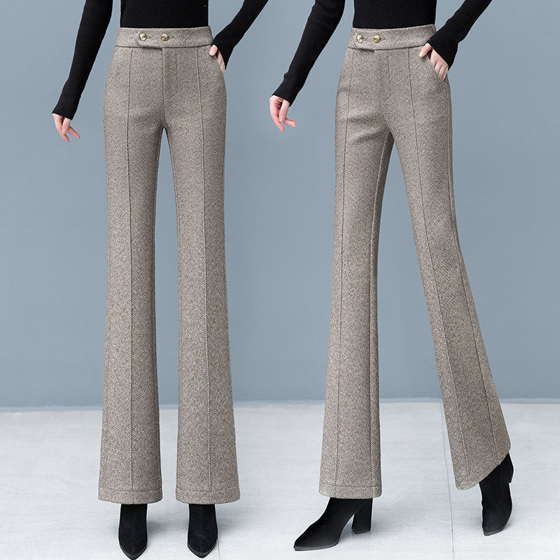 毛呢微喇裤女秋冬2026新款高腰显瘦休闲裤小个子加绒加厚喇叭裤子,女装/女士精品,真丝上装,淘宝优惠券,粉丝福利购,淘宝优惠卷