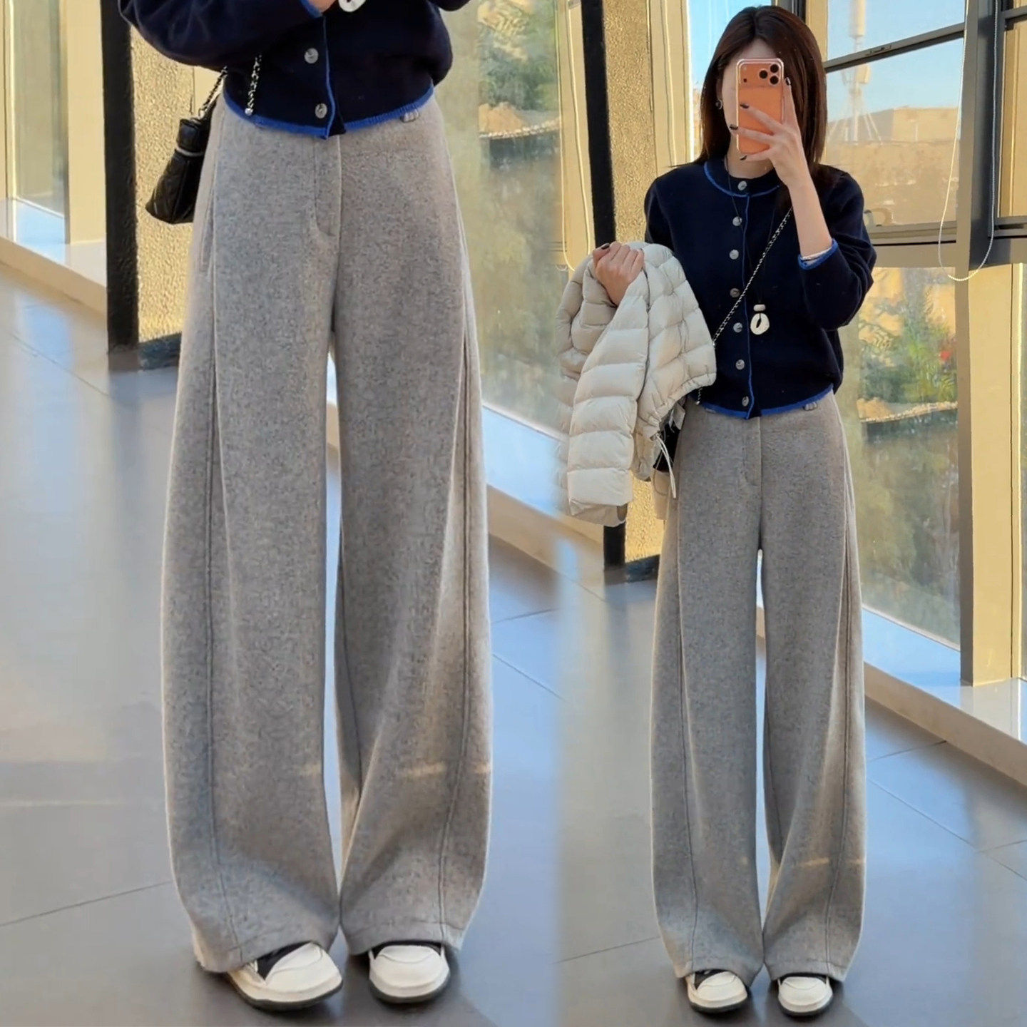 加绒羊毛呢阔腿裤女秋冬季2026新款高腰显瘦垂感休闲直筒糯米裤子,女装/女士精品,大码裤装,淘宝优惠券,粉丝福利购,淘宝优惠卷