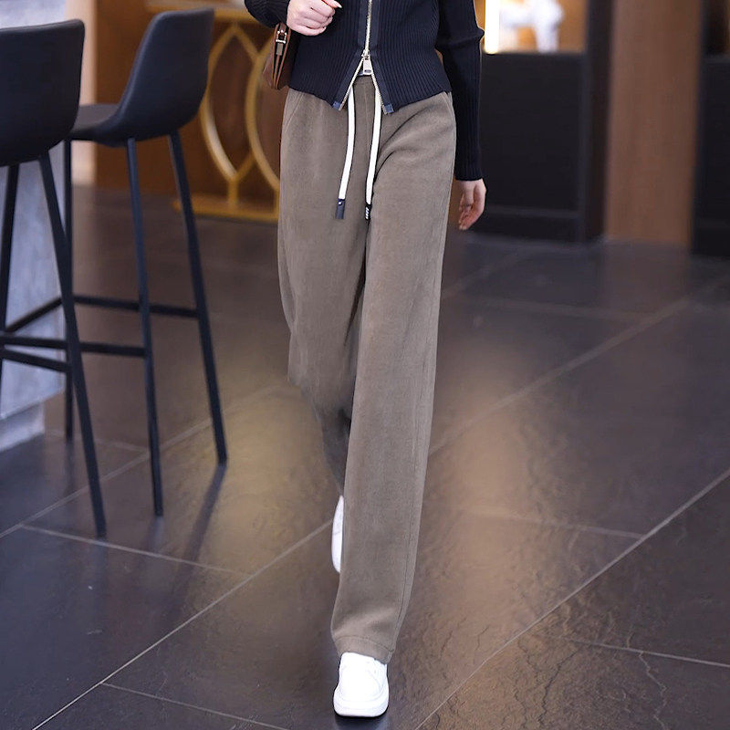 窄版阔腿裤女秋冬2026新款高腰垂感休闲裤宽松加绒雪尼尔直筒裤子,女装/女士精品,真丝上装,淘宝优惠券,粉丝福利购,淘宝优惠卷