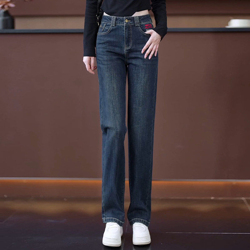 窄版阔腿牛仔裤女春秋冬2026年新款复古刺绣高腰显瘦加绒直筒裤子,女装/女士精品,真丝上装,淘宝优惠券,粉丝福利购,淘宝优惠卷