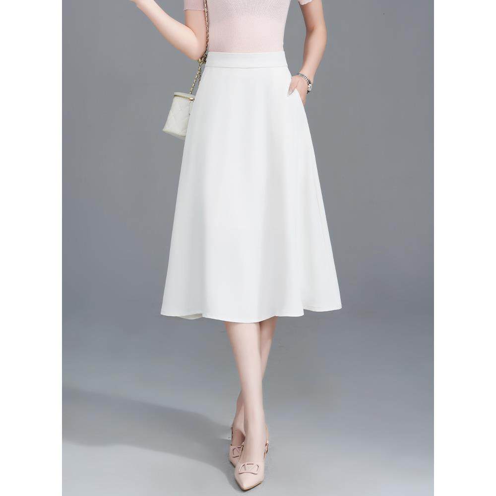 高档白色西装半身裙女夏季薄款新款小个子高腰a字裙中长款大摆裙,女装/女士精品,大码半身裙,淘宝优惠券,粉丝福利购,淘宝优惠卷