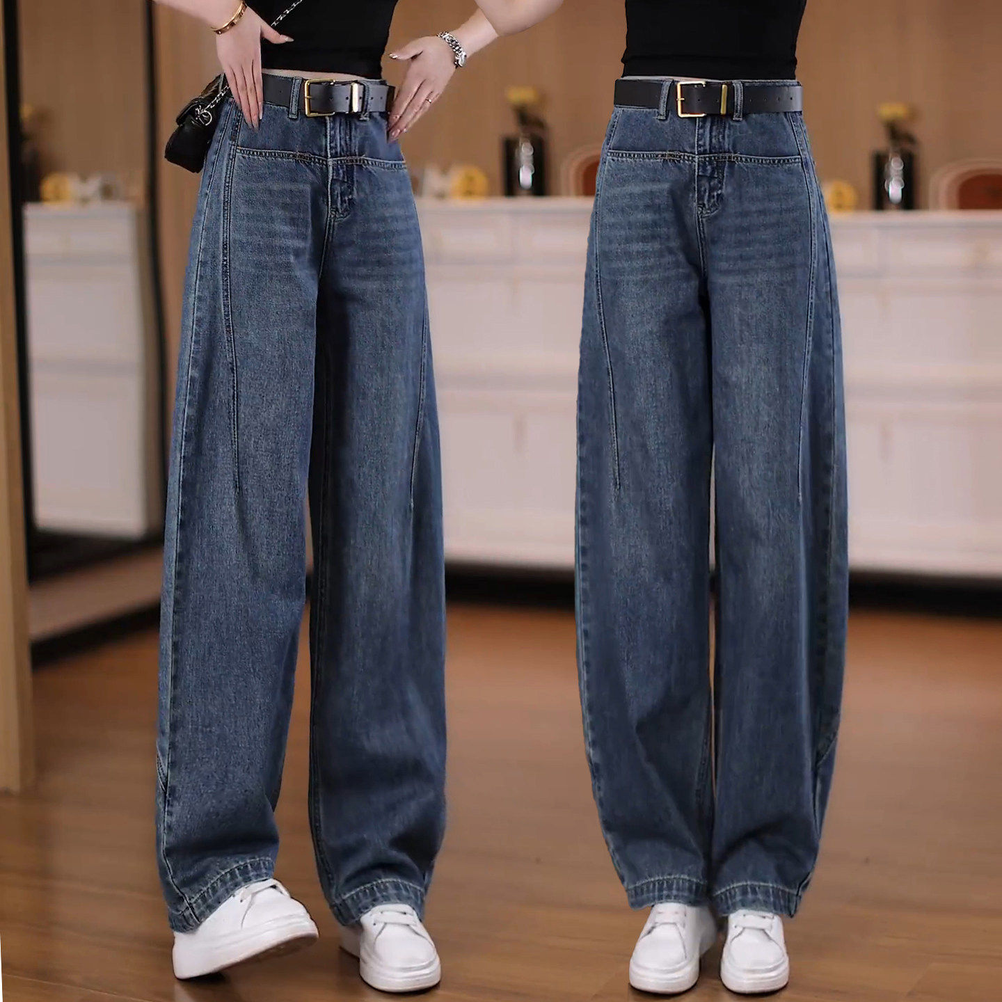 阔腿牛仔弯刀裤女春秋2026新款爆款高腰香蕉裤复古宽松显瘦镰刀裤,女装/女士精品,大码裤装,淘宝优惠券,粉丝福利购,淘宝优惠卷