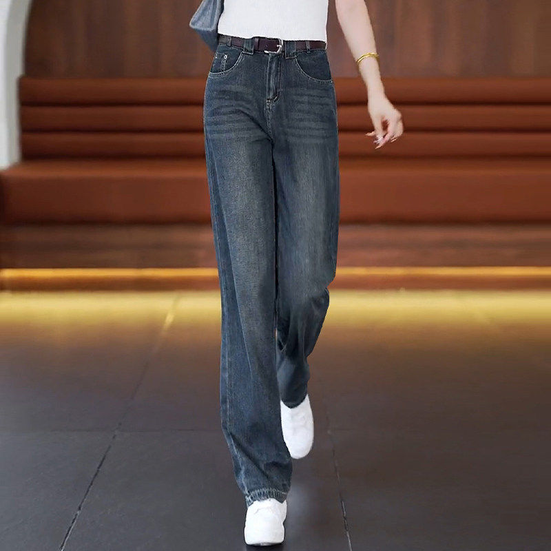 复古直筒牛仔裤女春秋2026新款高腰显瘦水泥灰裤子休闲宽松阔腿裤,女装/女士精品,大码裤装,淘宝优惠券,粉丝福利购,淘宝优惠卷