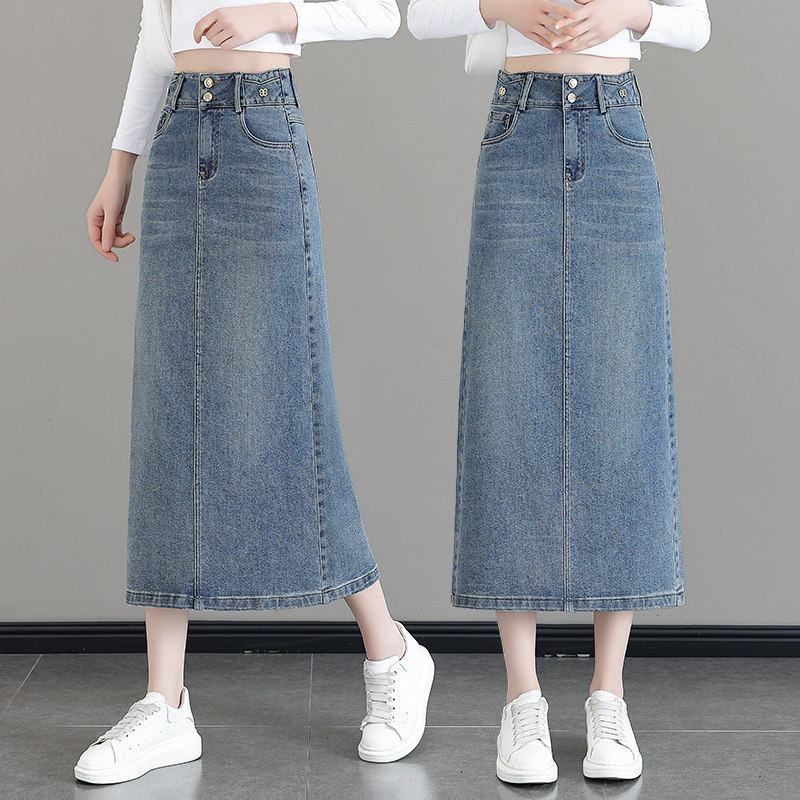 浅蓝色牛仔裙半身裙女春秋2026年新款高腰a字长裙开叉显瘦包臀裙,女装/女士精品,真丝上装,淘宝优惠券,粉丝福利购,淘宝优惠卷
