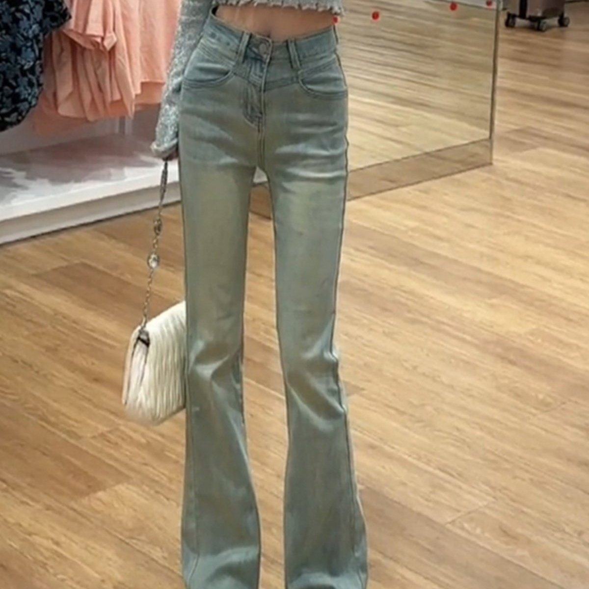 浅色微喇牛仔裤女夏季2025小个子高腰喇叭裤修身显瘦复古马蹄裤子,女装/女士精品,牛仔裤,淘宝优惠券,粉丝福利购,淘宝优惠卷