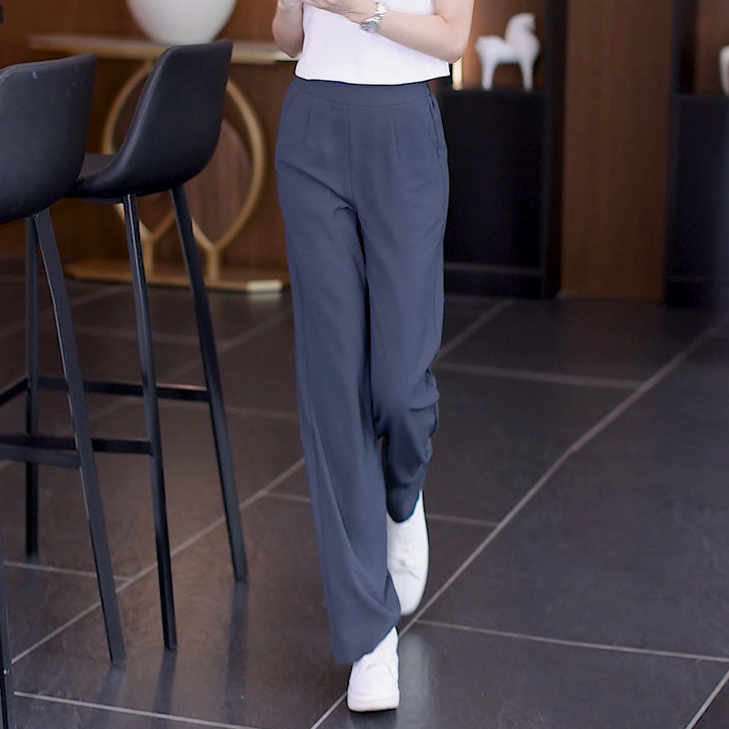冰丝直筒裤女夏薄款2026新款灰色休闲凉凉裤子高腰垂感窄版阔腿裤,女装/女士精品,真丝上装,淘宝优惠券,粉丝福利购,淘宝优惠卷