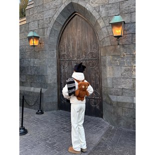 Cassie小表姐 质感牛牛 米白色窄版牛仔裤女秋冬高腰加绒直筒裤子