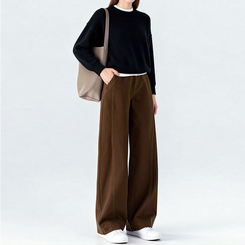 咖色阔腿牛仔裤女2025新款秋冬梨型身材裤子棕色女裤加绒裤弯刀裤,女装/女士精品,牛仔裤,淘宝优惠券,粉丝福利购,淘宝优惠卷