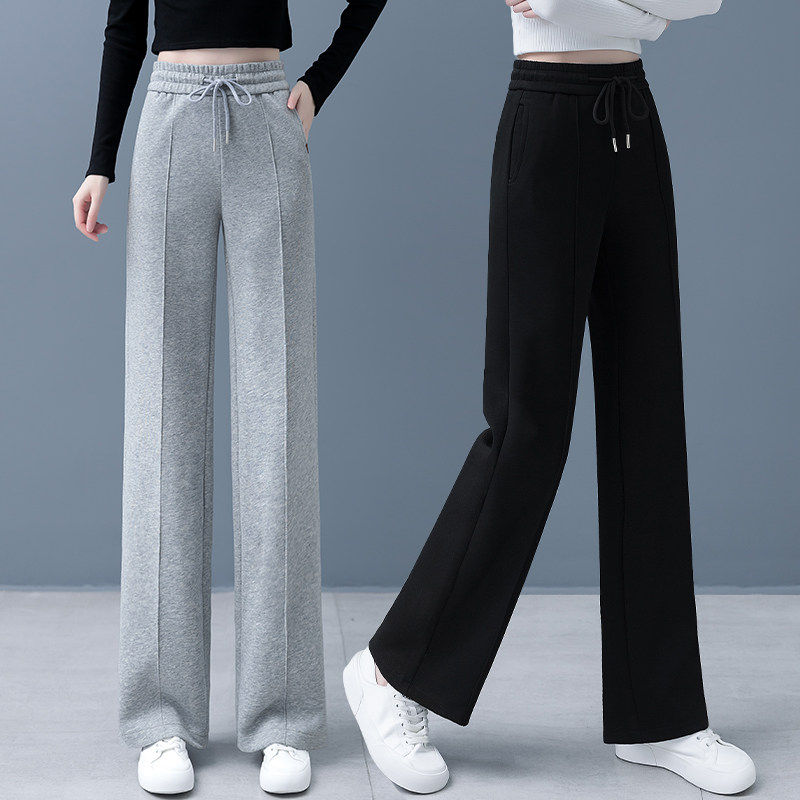 直筒运动裤女春秋季2026新款高腰窄版阔腿裤宽松显瘦垂感休闲卫裤,女装/女士精品,大码裤装,淘宝优惠券,粉丝福利购,淘宝优惠卷