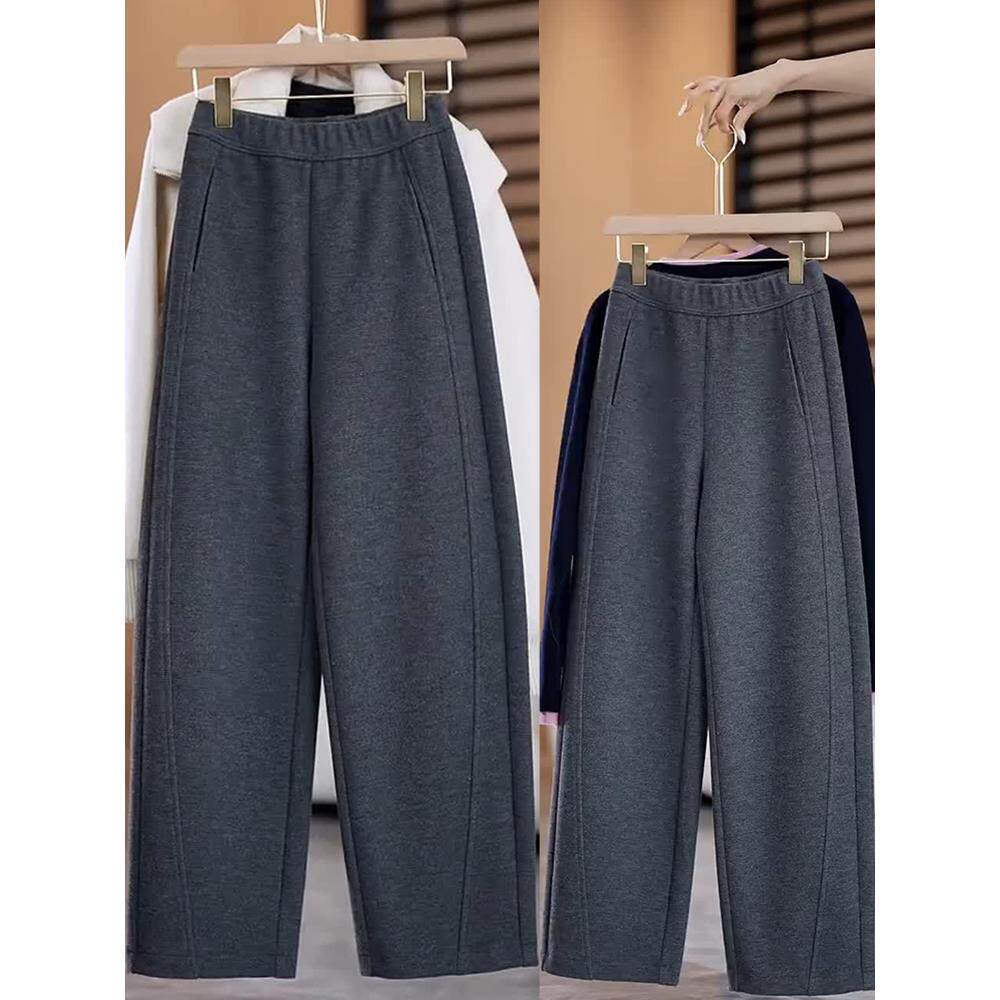 高级灰羊毛呢弯刀裤女2025秋冬季新款加绒加厚香蕉裤休闲阔腿裤子,女装/女士精品,西装裤/正装裤,淘宝优惠券,粉丝福利购,淘宝优惠卷