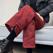 子 酒红色羽绒裤 2025新款 女外穿棉裤 防寒雪地东北零下40度裤 冬季