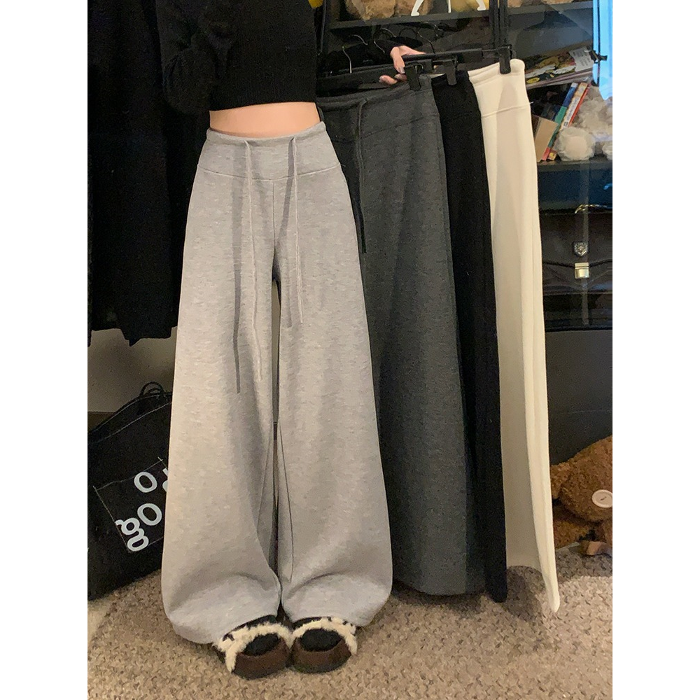 PHOME加绒厚灰色休闲裤女