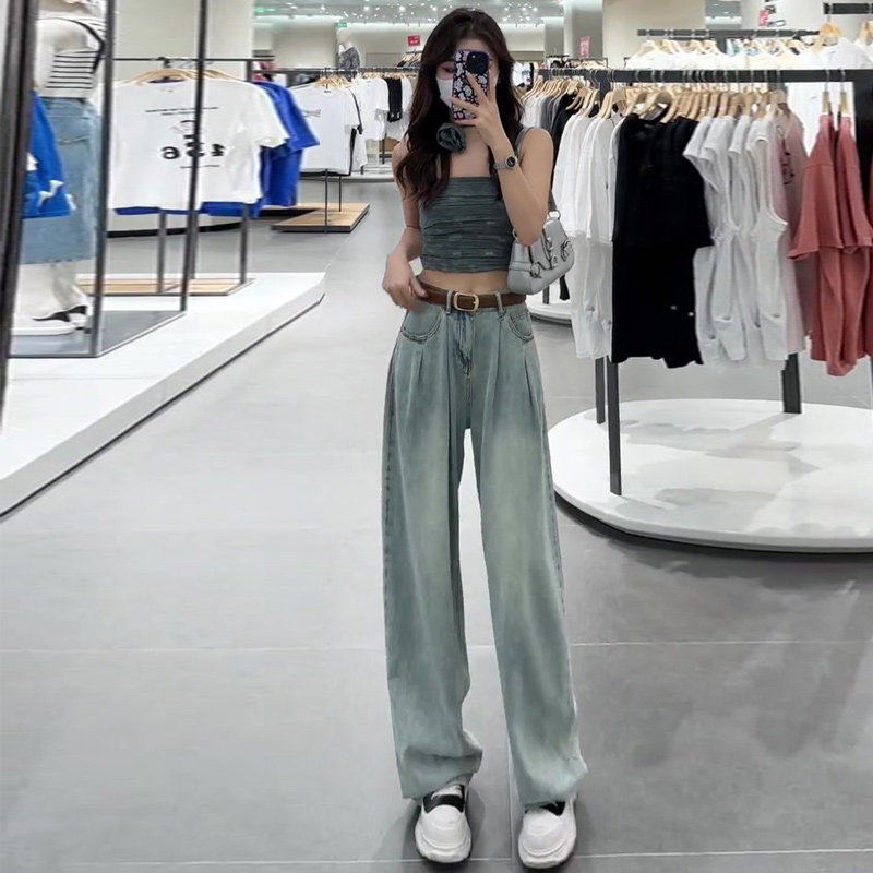 夏季薄款直筒牛仔裤2026年新款女夏天丝裤子垂感小个子冰丝阔腿裤,女装/女士精品,牛仔裤,淘宝优惠券,粉丝福利购,淘宝优惠卷