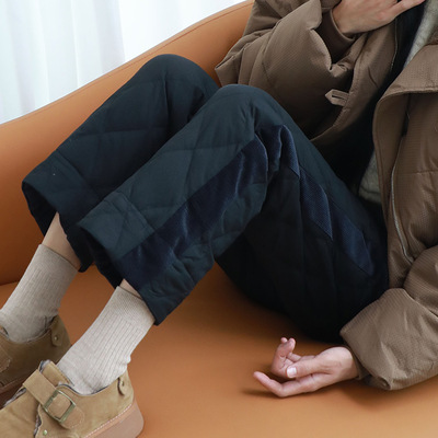 黑色羽绒裤女2025冬季新款高腰保暖加绒加厚外穿零下抗寒直筒棉裤