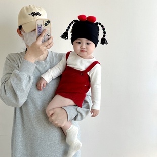 婴儿帽子3-12个月宝宝春秋季可爱超萌小月龄公主帽假发辫子户外帽