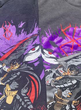 Berserk日漫三浦建太郎剑风传奇短袖 美版动漫复古印花T恤男女款