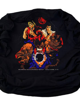 Gouki/ゴウキ Akuma 街头霸王豪鬼短袖做旧复古怀旧游戏动漫T恤