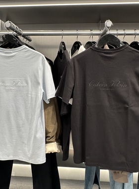 CK Jeans 26春夏男士休闲刺绣logo签名纯棉圆领T恤短袖 4RF287G