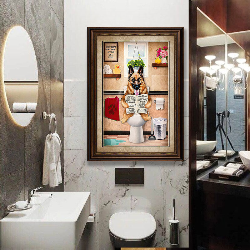 萌宠狗狗卫生间装饰画宠物店美式复古框壁画酒店洗手间浴室挂画,家居饰品,现代装饰画,淘宝优惠券,粉丝福利购,淘宝优惠卷