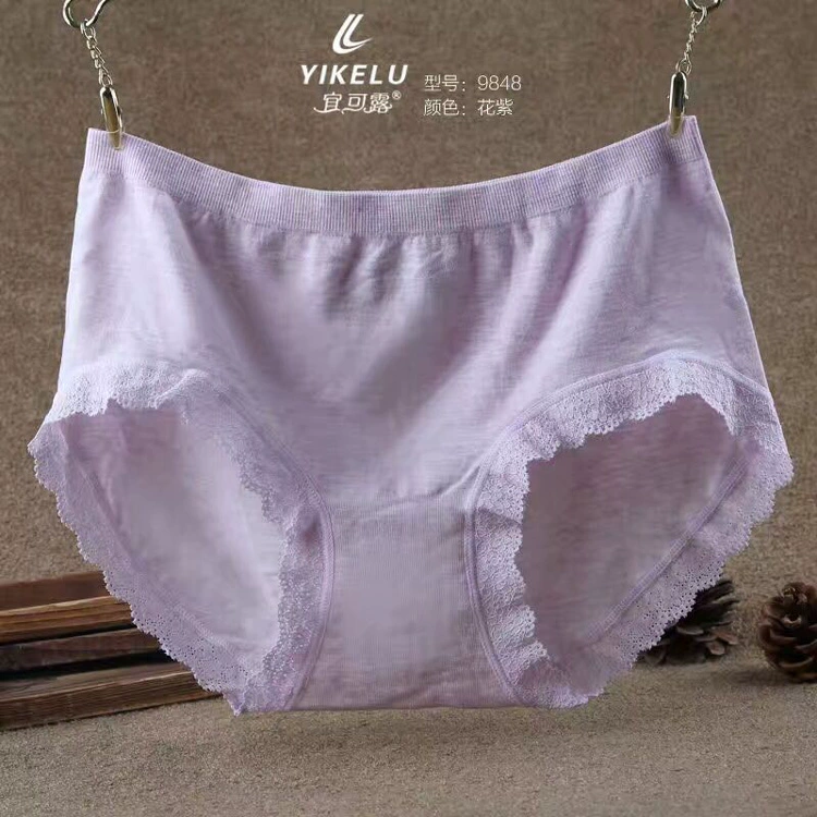 4 依依 曼 3886 cộng với phân bón tăng tam giác nữ đồ lót cotton cotton eo cao cỡ lớn quần nữ màu rắn