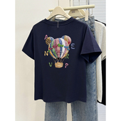 大码 正肩短袖 T恤女卡通减龄印花2025夏新款 胖mm显瘦圆领时髦上衣