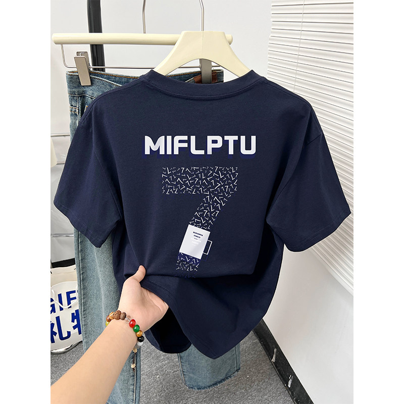 美式潮牌休闲字母印花oversize纯棉短袖t恤女夏季新款宽松上衣服