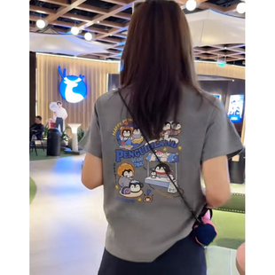 时尚 卡通前后印花正肩短袖 T恤女装 显瘦上衣ins潮 大码 新款 夏季 韩版