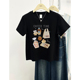 正肩特大码 小众圆领趣味印花胖mm显瘦上衣潮 韩版 短袖 t恤女夏新款