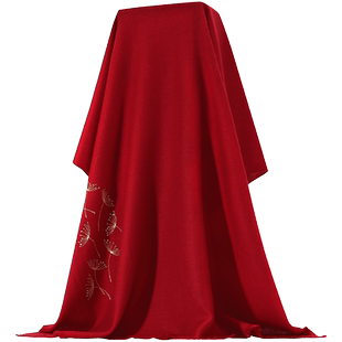 加密pashmina高山纯羊绒围巾女金线刺绣烫钻蒲公英装饰纯色披肩